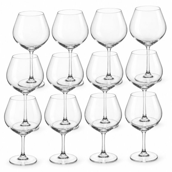 Glownary 21.5 oz Clear Stemmed Copa Gin and Tonic Glass, Sheer Rim, 8 1/2 Inches Tall, Pack of 12