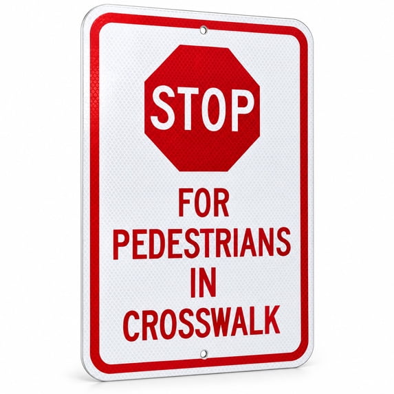 Glownary 24 x 18 Inch Aluminum Stop For Pedestrians In Crosswalk Sign ...