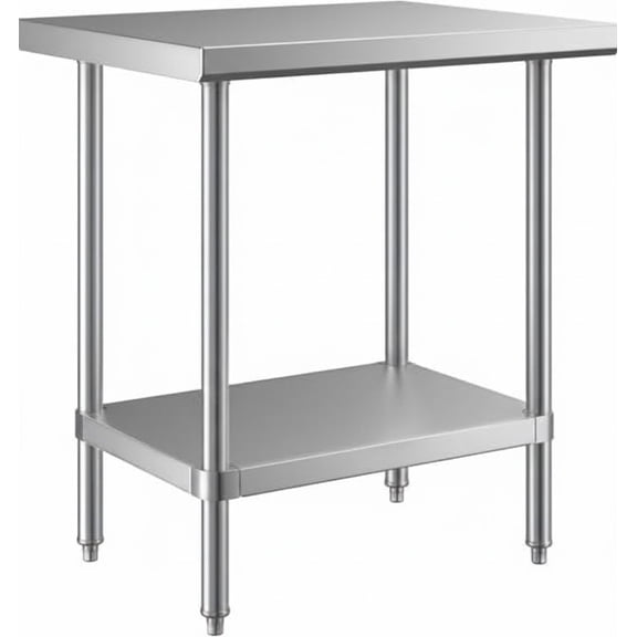 Glownary 24" x 30" All 18-Gauge 430 Stainless Steel Commercial Work Table with Undershelf