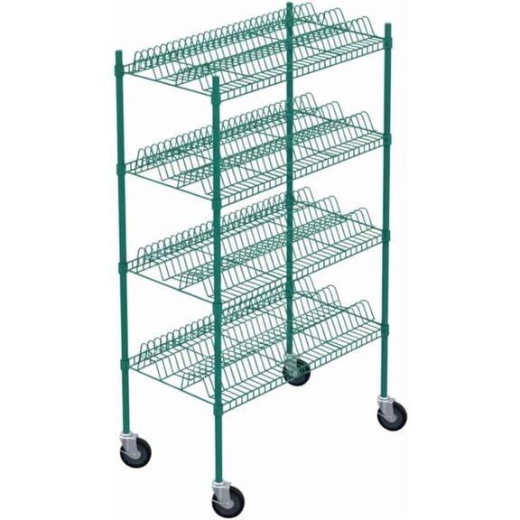 Glownary 24" x 36" Green Epoxy Drying Rack Shelf Kit with 64" Posts and Casters