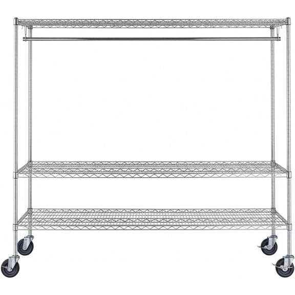 Glownary 24" x 72" x 70" Chrome Mobile Garment Rack
