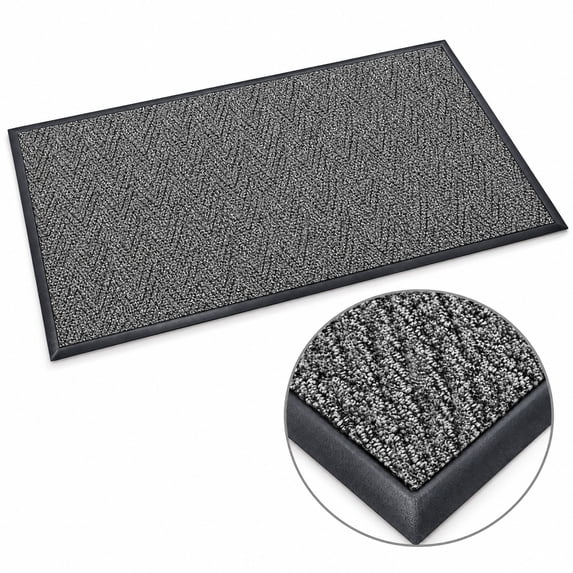 Performance Backing Carpet Glownary 3 x 6 Foot Chevron Rib Indoor Entrance Mat, PET Plastic Carpet ...