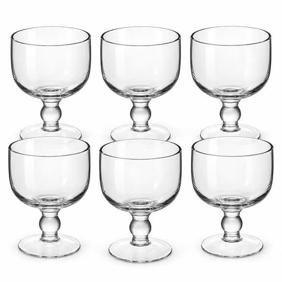 Glownary 32 oz Stemmed Giant Cocktail Schooner Glass, Clear, Footed, Round, Dishwasher Safe, Pack of 6