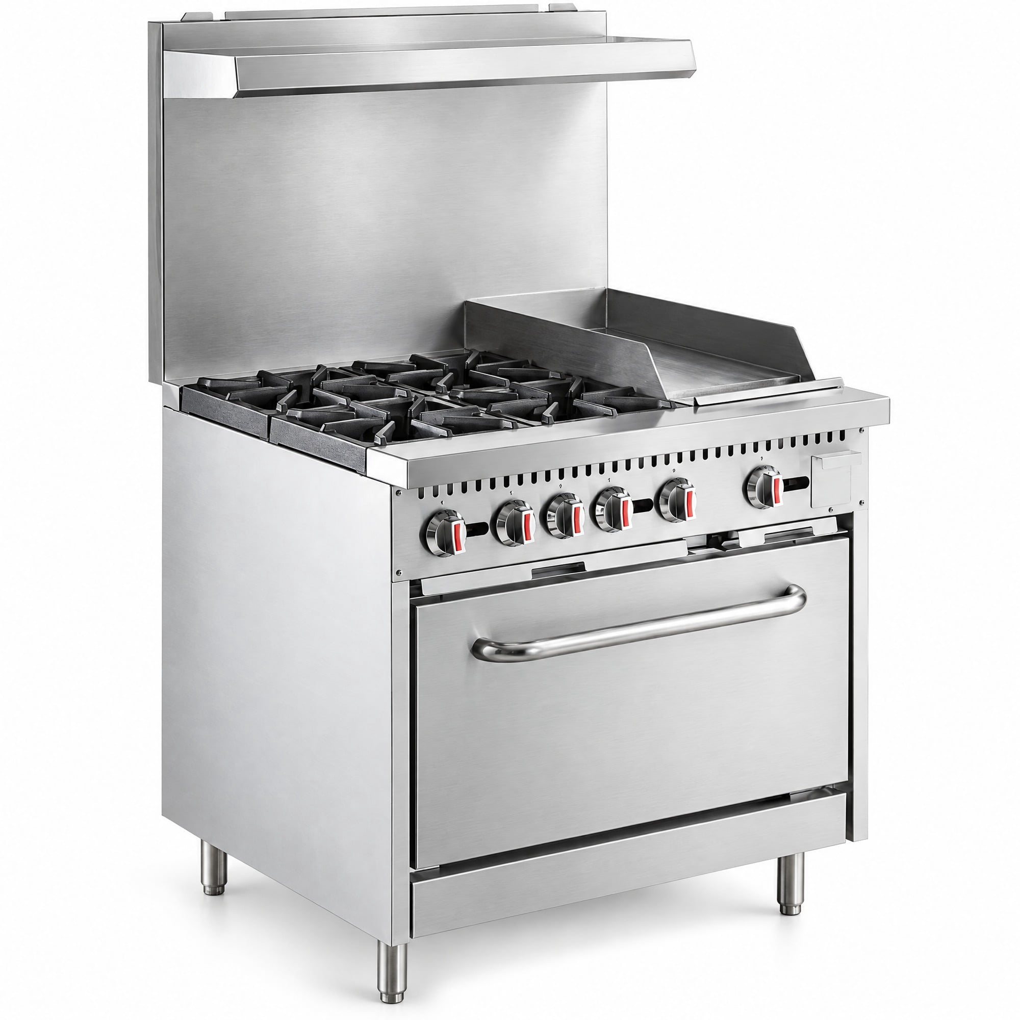 Glownary 36 Inch 4 Burner Gas Range with 12 Inch Griddle and Standard ...