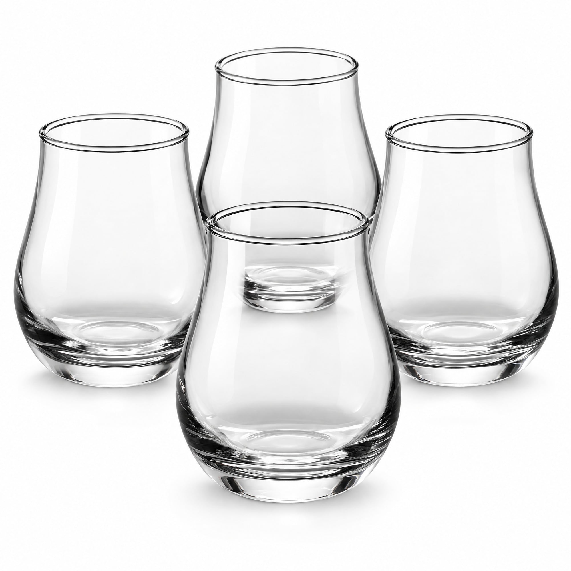 Ranslucent Glass Glownary 4 Ounce Clear Glass Tulip Whiskey Tasting Glass, Pack of 4 ...