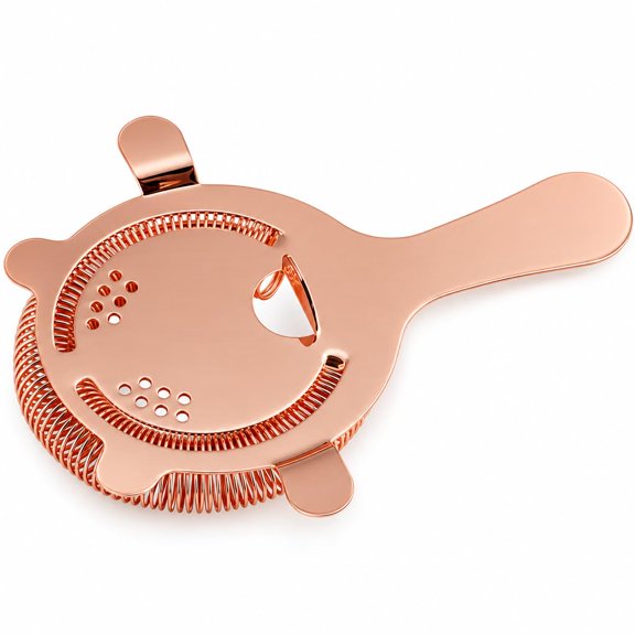 Glownary 4 Prong Copper Hawthorne Strainer, Stainless Steel Construction, Professional Bar Cocktail Strainer with Finger Stop