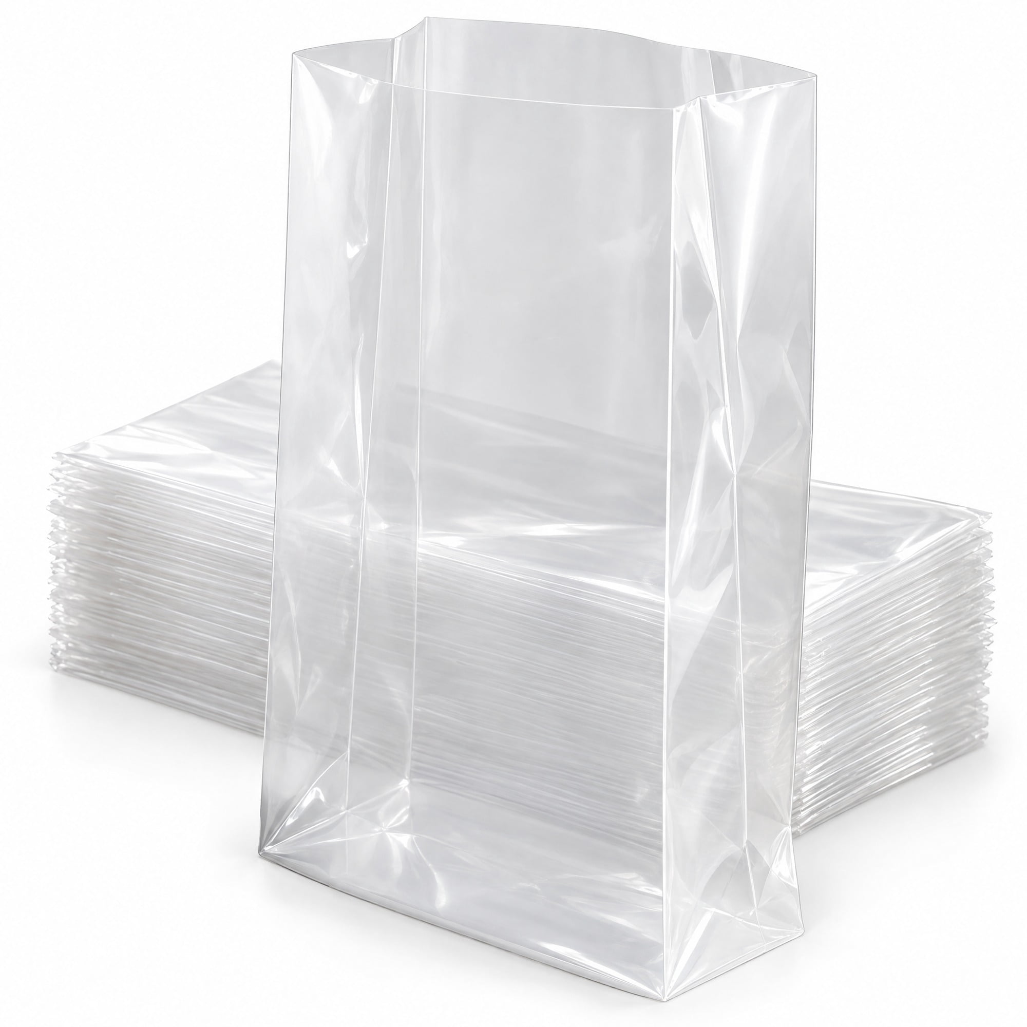 Rectangular Sides Signs Glownary 4 x 2 x 12 Inch Clear Gusseted Polyethylene Bag, LDPE Plastic ...