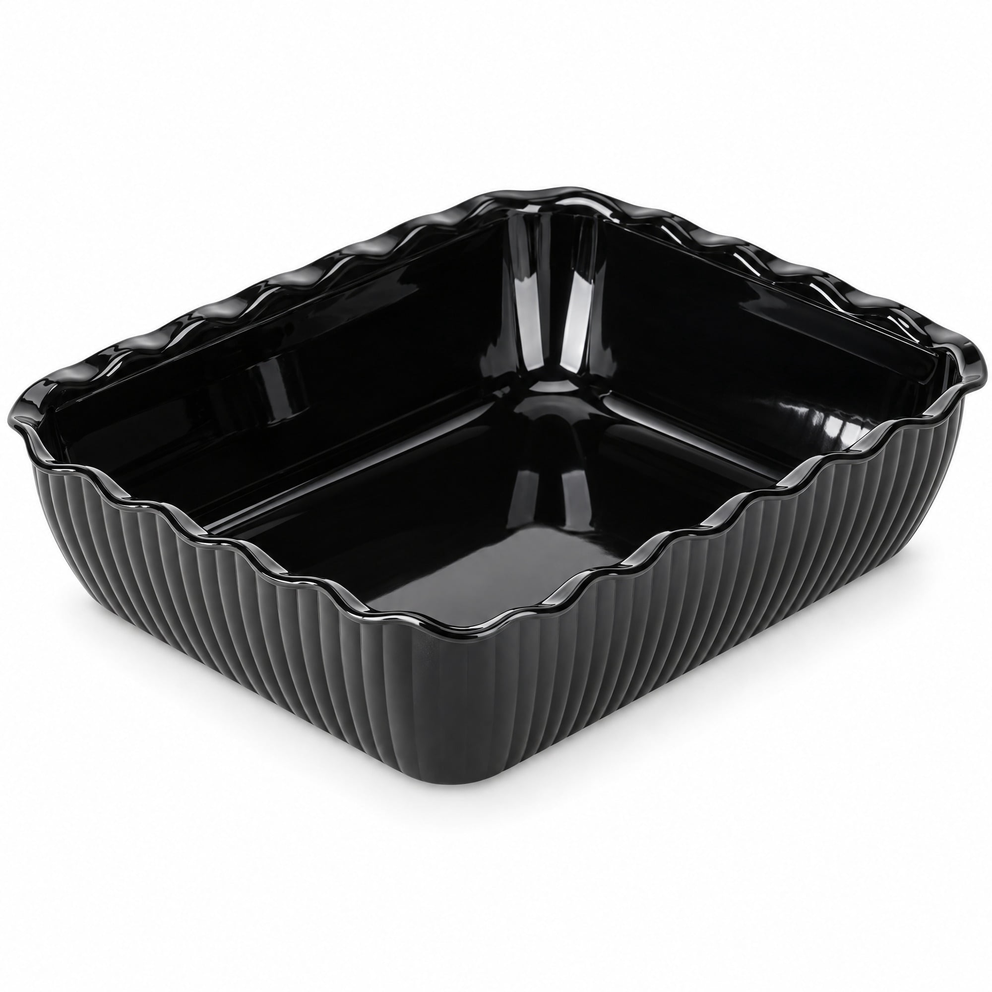 Glownary 5 Quart Rectangular Deli Crock, Black SAN Plastic, 13 x 10.3 x ...