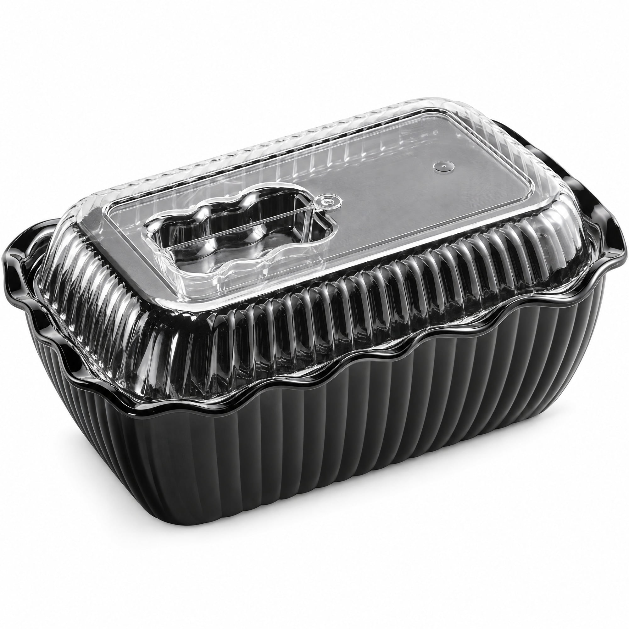 Glownary 5 lb Black Deli Crock with Clear Lid, Rectangular SAN Plastic ...