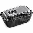 Glownary 5 lb Black Deli Crock with Clear Lid, Rectangular SAN Plastic ...