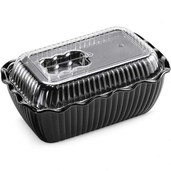 Glownary 5 lb Black Deli Crock with Clear Lid, Rectangular SAN Plastic ...