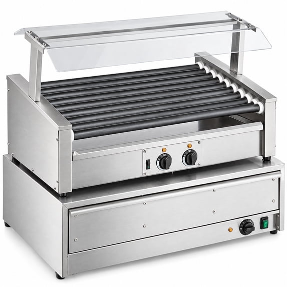 Slanted Home Design Glownary 50 Hot Dog Capacity Electric Non-Stick Roller Grill with Bun ...