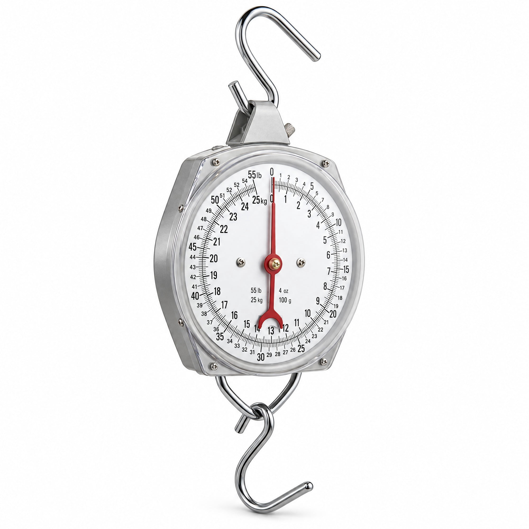 Glownary 55 lb. Mechanical Hanging Scale, Fixed Dial, 100 Gram and 4 ...