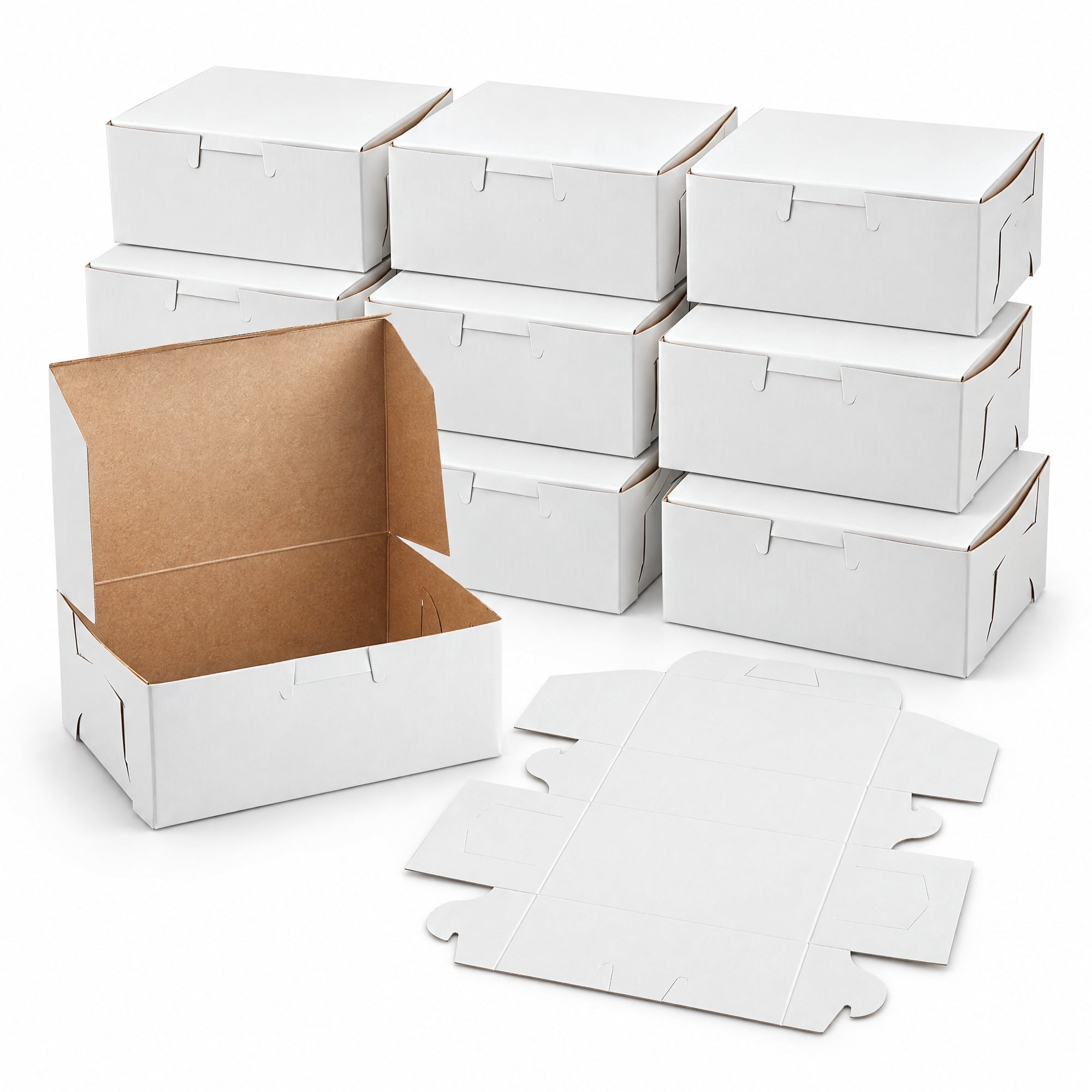 Rectangular White Paper Boxes Glownary 6 x 4.5 x 2.75 Inch White Cake Bakery Box, Paperboard ...