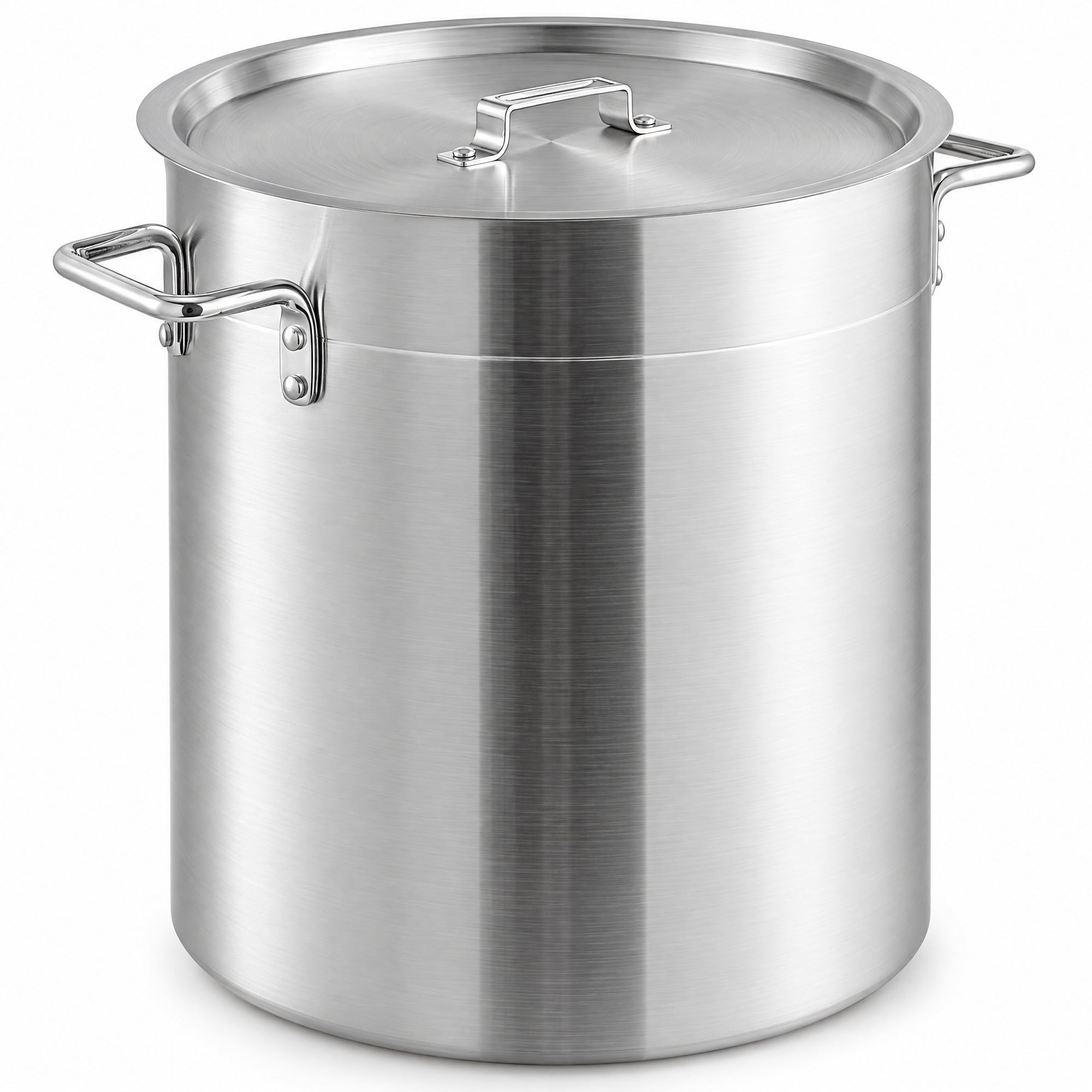 Glownary 60 Quart Aluminum Stock Pot with Lid, Silver, Round, Riveted ...