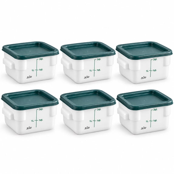 Glownary 7 Inch Square Polypropylene Food Storage Container with Green ...