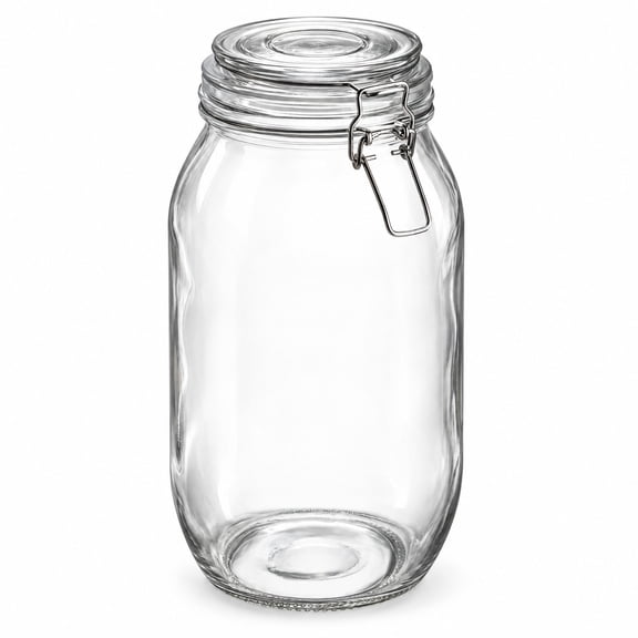 Glownary 76 Ounce Hinge Top Glass Storage Jar, Clear, Round, With Lid, Dishwasher Safe