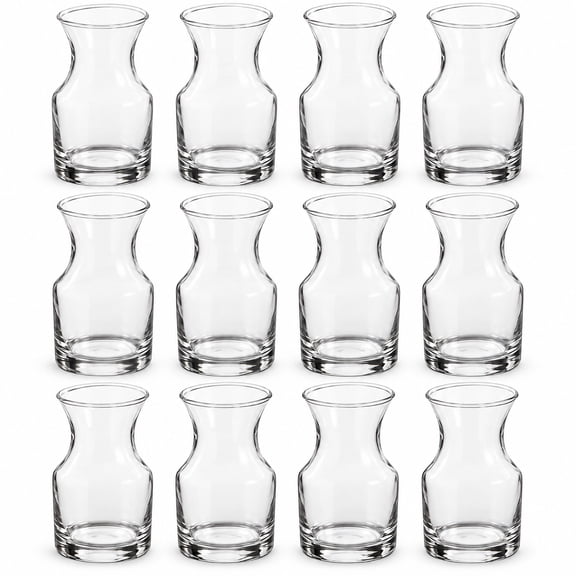 Glownary 8.5 Ounce Customizable Clear Glass Carafe, Pack of 12