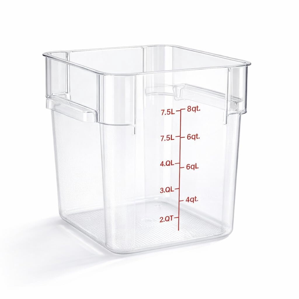 Feed Storage Signage Glownary 8 Qt Square Food Storage Container, Clear Polycarbonate, NSF ...