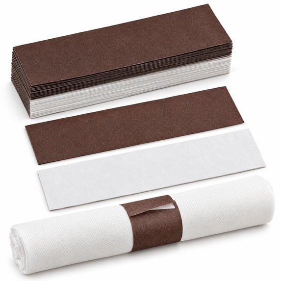 Glownary Brown Self-Adhering Paper Napkin Band, Customizable, 2,000 ...