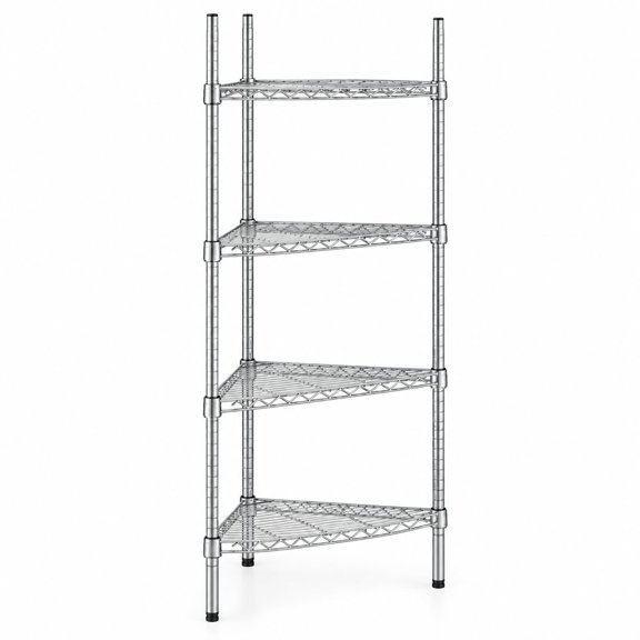 Glownary Chrome Triangle Wire Shelving Kit, 4 NSF Shelves, 54 Inch Posts, 18 Inch Width, 2000 lb Capacity, for Warehouse, Kitchen, Retail
