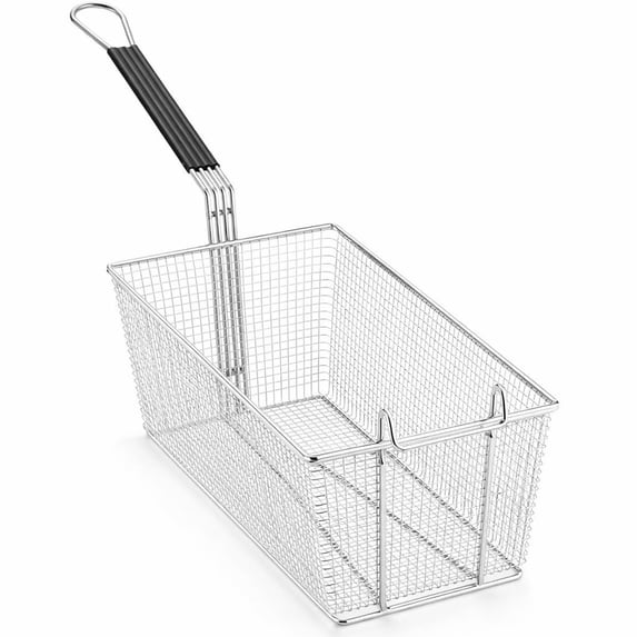 Glownary Commercial Fryer Basket, Nickel-Plated Steel, 16 7/8 x 8 1/4 x ...