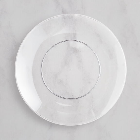 Glownary Coupe Clear Round Plastic Plates, 10 Inch, BPA Free, Recyclable, 120 Count, for Events and Weddings