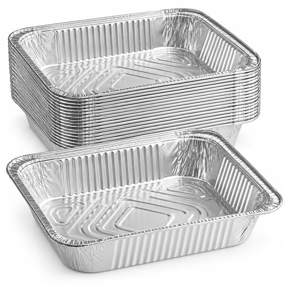 Glownary Half Size Aluminum Foil Steam Table Pan Depth, Silver, Standard Duty, 35 Gauge, 2 9/16 Inch Deep, 120 oz, 20 Pack
