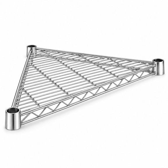 Glownary NSF Chrome Triangle Corner Shelf, Steel Wire Construction, 24x33.5 Inch, 500 lb Capacity, Vented Design for Office Storage, Retail, Kitchen