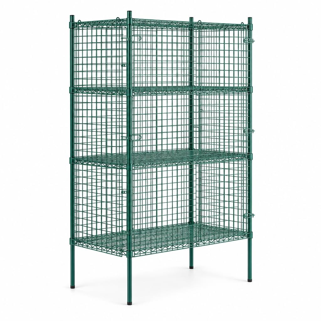 Glownary NSF Stationary Security Cage Kit, Green Epoxy Coated Wire ...