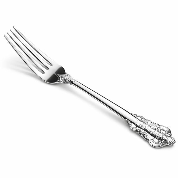 Glownary Ophelia Dinner Fork, 18/10 Stainless Steel, Silver, Extra Heavy Weight, 8 1/8 Inches, Floral Scroll Design, Mirror Polished Finish, 12/Case