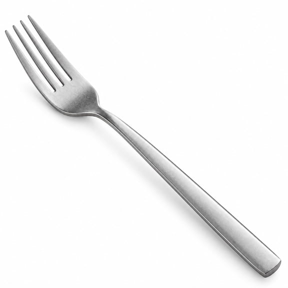 Glownary Petra 8-Inch Dinner Fork, 18/8 Stainless Steel, Distressed Silver Finish, Square Handle, Extra Heavy Weight, 12-Pack