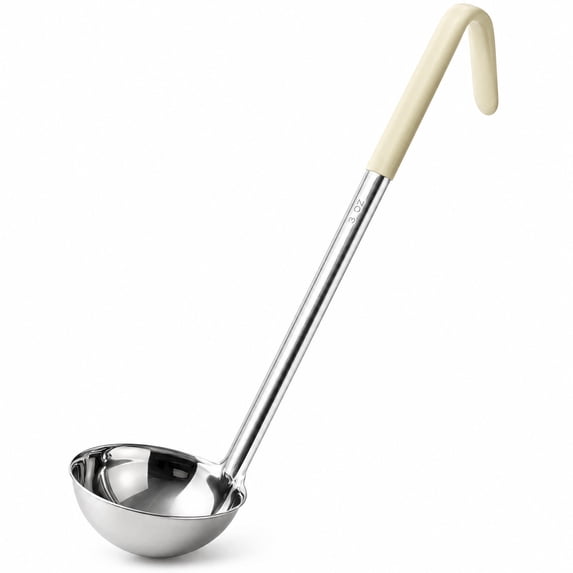 Glownary Portion Control Ladle, 3 fl oz, Ivory PVC Grip and Stainless ...