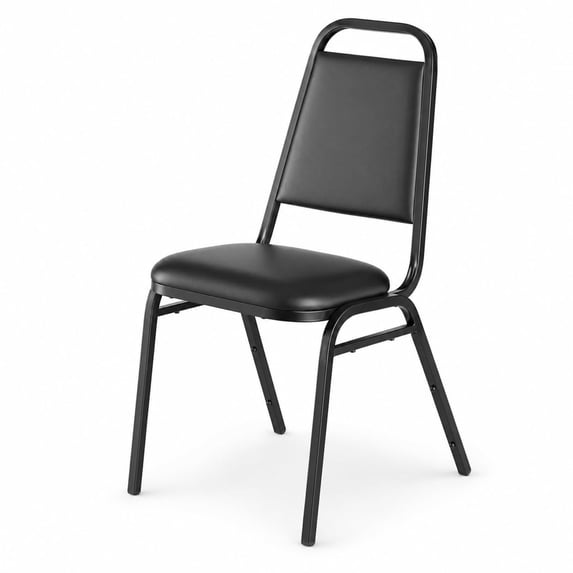 Glownary Stackable Banquet Chair, Black Vinyl, 1 Inch Padded Seat ...