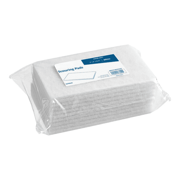 Glownary Super Soft White Scouring Pad, 9 x 6 x 1/4 Inches, Non-Abrasive Cleaning Pad, 10 Pack