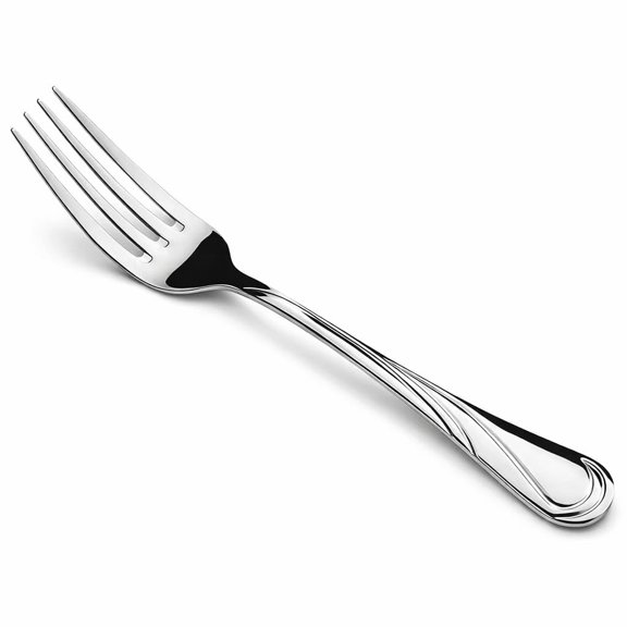 Glownary Swirl Dinner Fork, 18/8 Stainless Steel, Silver, 7 5/8 Inches, Extra Heavy Weight, Mirrored Polished Finish, Floral Design, 12 per Case