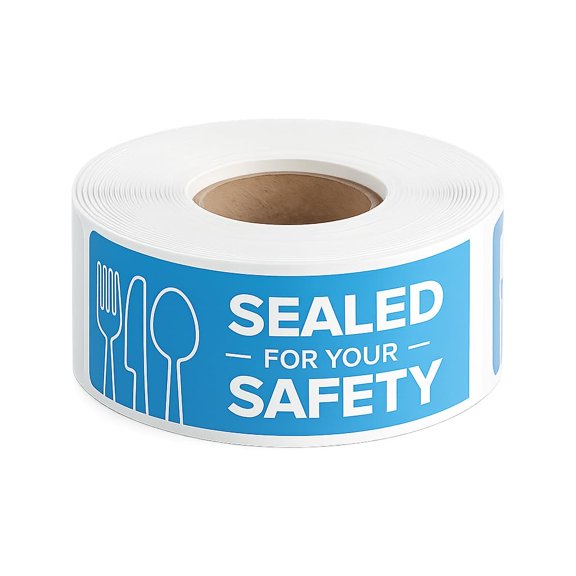 Glownary Tamper-Evident Security Labels, Blue Paper, 1 x 3 Inches, 250 Labels per Roll, Self-Adhesive Warning Labels for Package Protection
