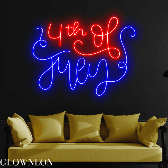 Glowneon 4th Of July Neon Sign, Happy US Independence Day Led Light