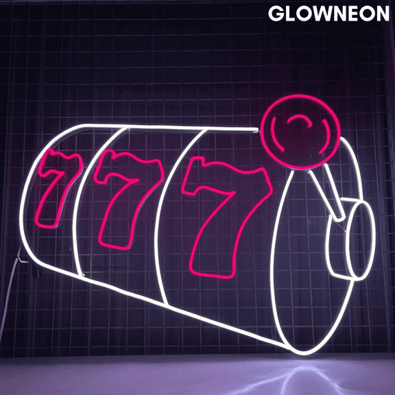 Glowneon 777 Slot Machine Neon Sign, 777 Slot Machine Casino Led Sign