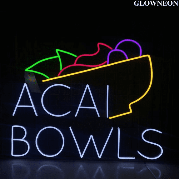 Glowneon Acai Bowls Led Sign, Fruit Brazilian Acai Bowl Shop Wall Art