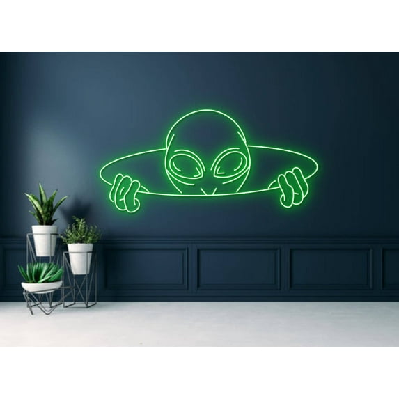 Glowneon Alien In Hole Neon Signs, Room Wall Art Decor
