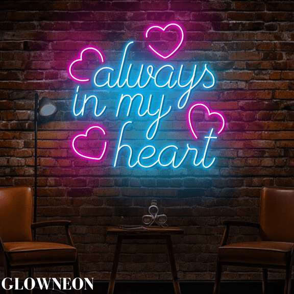 Glowneon Always In My Heart Neon Sign, Proposal Wedding Led Wall Art
