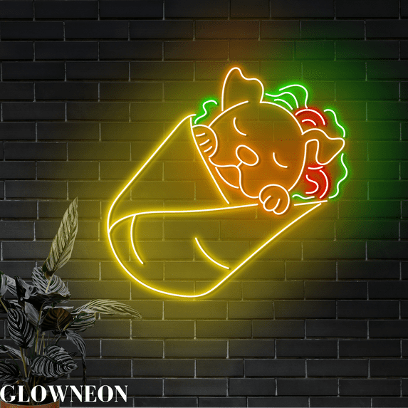Glowneon American Staffordshire Terrier Dog Burrito Mexican Neon Sign