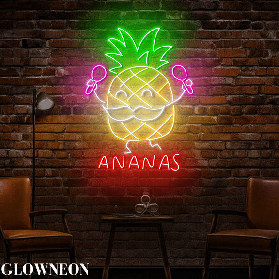 Glowneon Ananas Mexico Neon Sign, Mexican Pineapple Shop Led Wall Art
