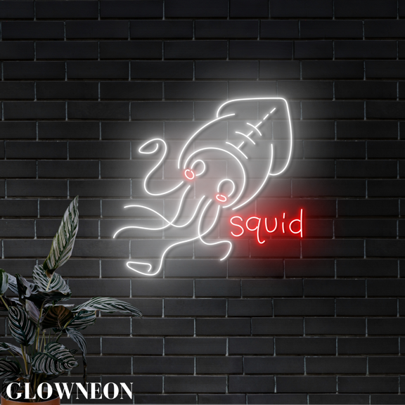 Glowneon Animal Day Of The Dead Mexico Wall Led Sign, Squid Wall Art