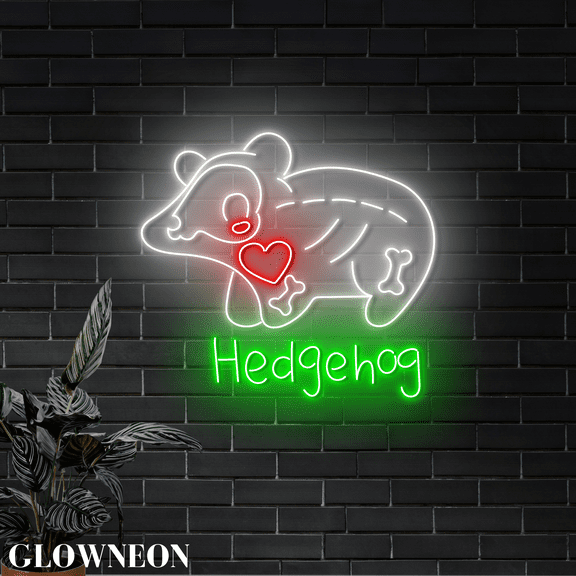 Glowneon Animal Dead Day Mexico Wall Led Sign, Hedgehog Neon Wall Art