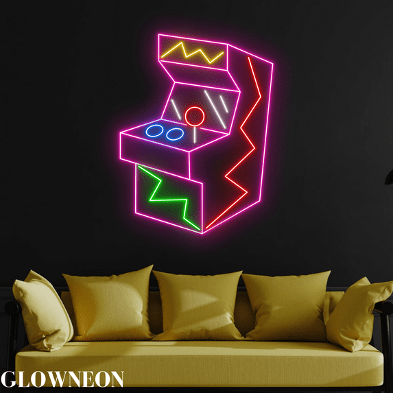 Glowneon Arcade Machine Game Room Wall Decor, Arcade Pinball Neon Led