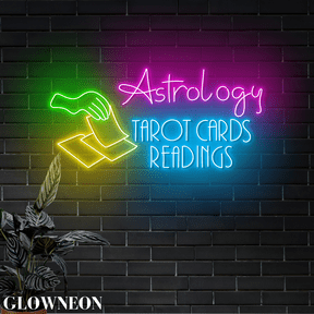 Glowneon Astrology Tarot Cards Readings Led Light, Psychic Shop Decor
