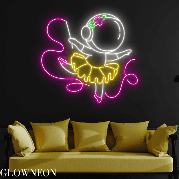 Glowneon Astronaut Ballerina Neon Sign, Astronaut Led Sign, Kid Gifts
