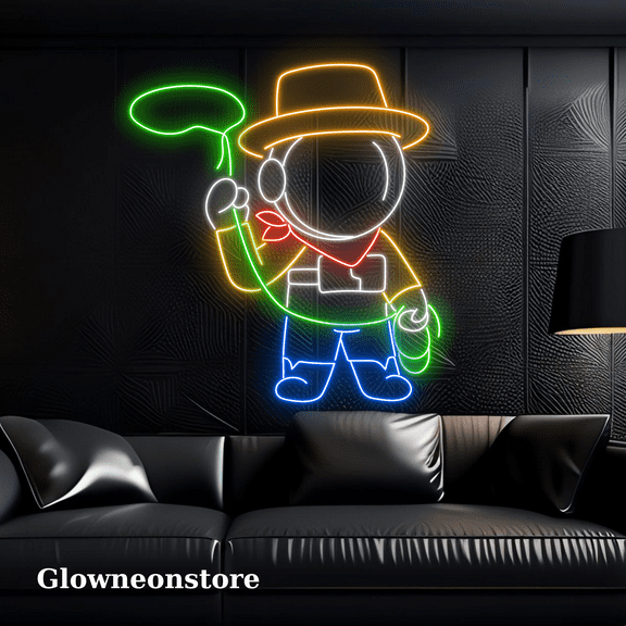Glowneon Astronaut Cowboy Neon Sign, Space Cowboy Wall Art Led Light